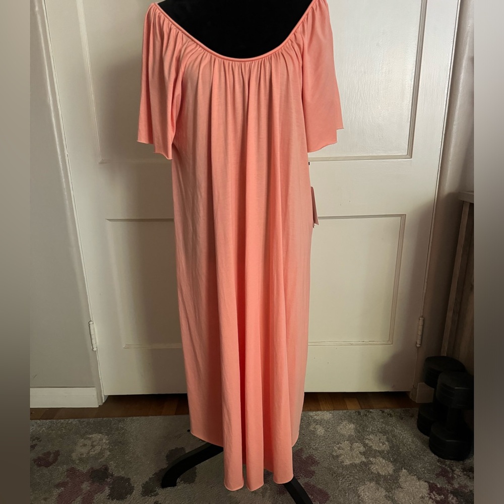 Nation Ltd Cotton Sundress Mid Calf  Length NWT Size S Wide Neck Beach Peach